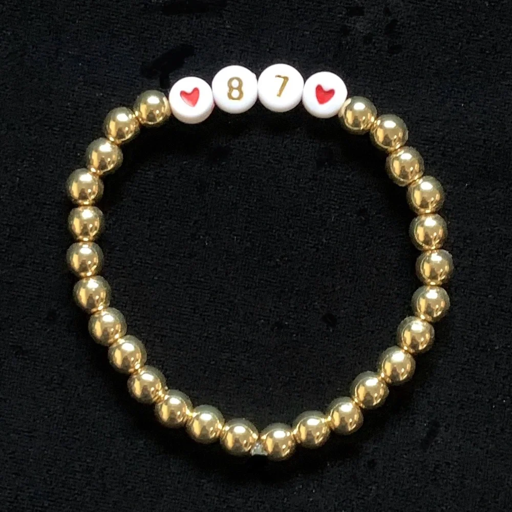 #87 Travis Kelsey Stretch Bracelet 14k Gold Plated Beads on .8mm Elastic String